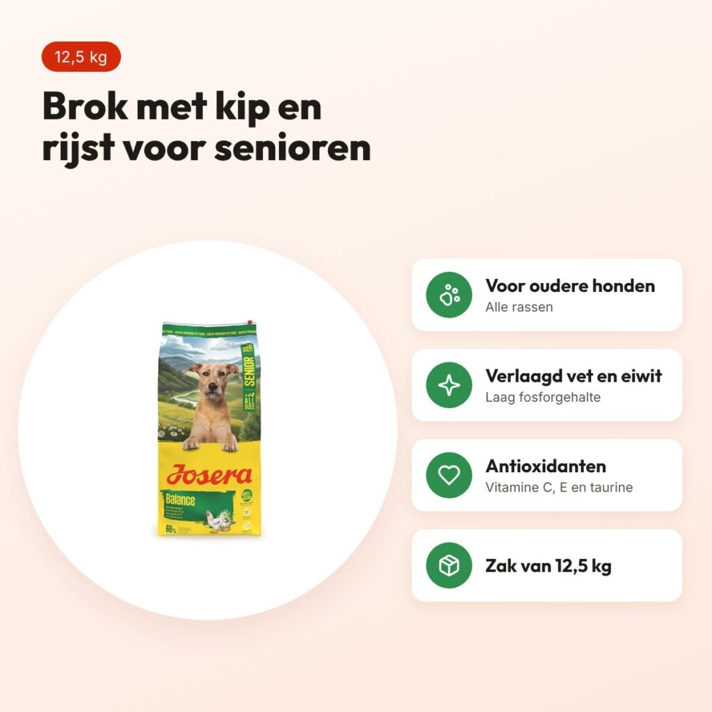 Josera hondenvoer All Sizes Senior Balance 12,5 kg – kip en rijst – voordelen
