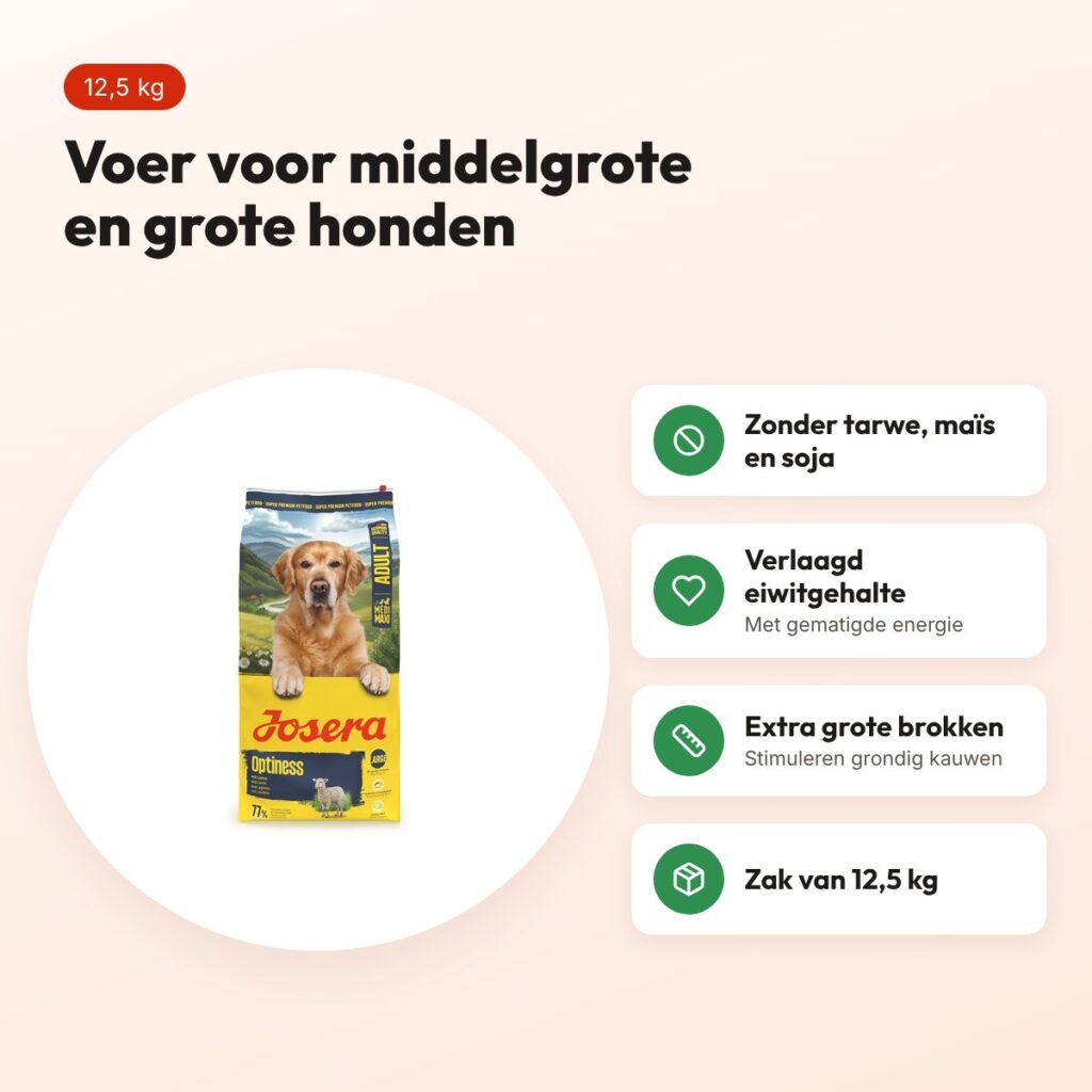 Josera hondenvoer Medium Maxi Adult Optiness 12,5 kg – tarwevrij – voordelen