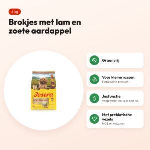 Josera hondenvoer Mini Adult lam en zoete aardappel 3 kg – graanvrij – voordelen