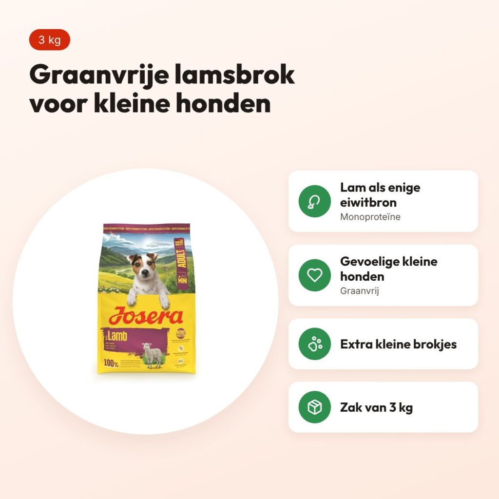 Josera hondenvoer Mini Adult Lamb 3 kg – lam, graanvrij – voordelen