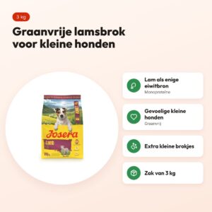 Josera hondenvoer Mini Adult Lamb 3 kg – lam, graanvrij – voordelen