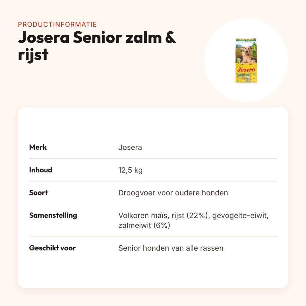 Josera hondenvoer Senior zalm en rijst 12,5 kg – vetarm – productinformatie