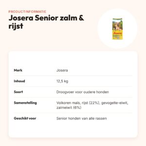 Josera hondenvoer Senior zalm en rijst 12,5 kg – vetarm – productinformatie