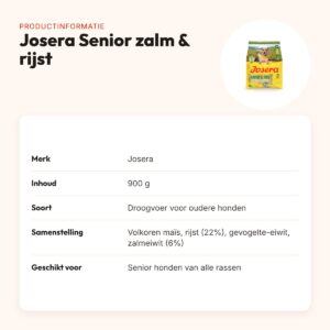 Josera hondenvoer Senior zalm en rijst 900 g – vetarm – productinformatie
