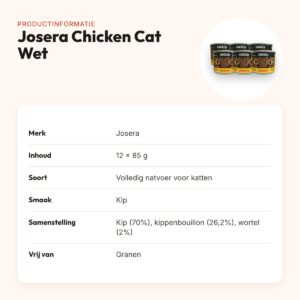 Josera kattenvoer Chicken Cat Wet 12 x 85 g – graanvrij, 70% kip – productinformatie