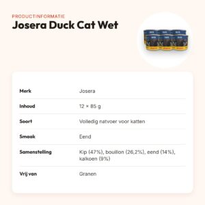 Josera kattenvoer Duck Cat Wet 12 x 85 g – graanvrij met eend – productinformatie