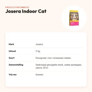 Josera kattenvoer Indoor Cat 2 kg – graanvrij, voor binnenkatten – productinformatie