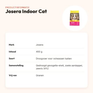 Josera kattenvoer Indoor Cat 402 g – graanvrij, voor binnenkatten – productinformatie