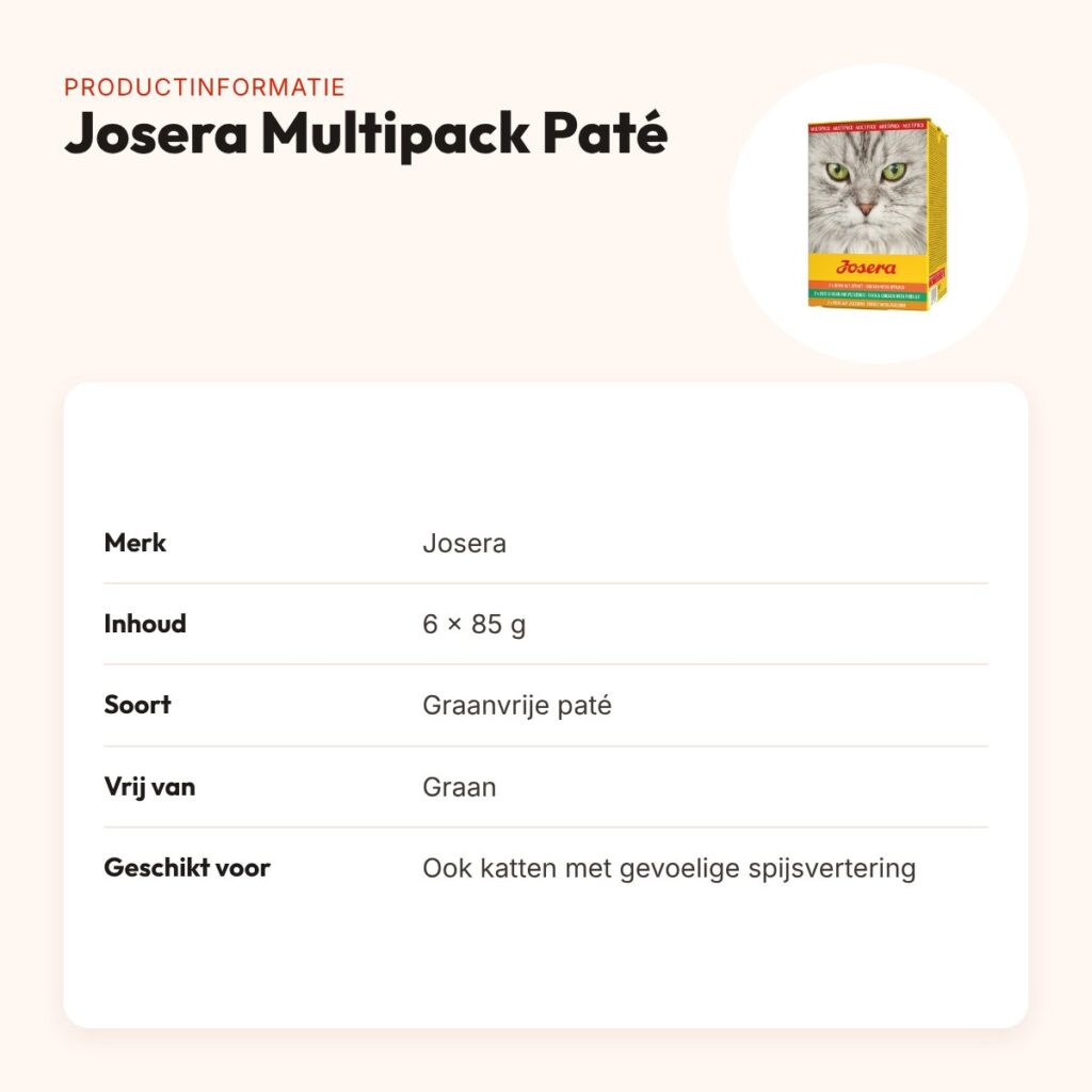 Josera kattenvoer Multipack Paté 6 x 85 g – graanvrij – productinformatie