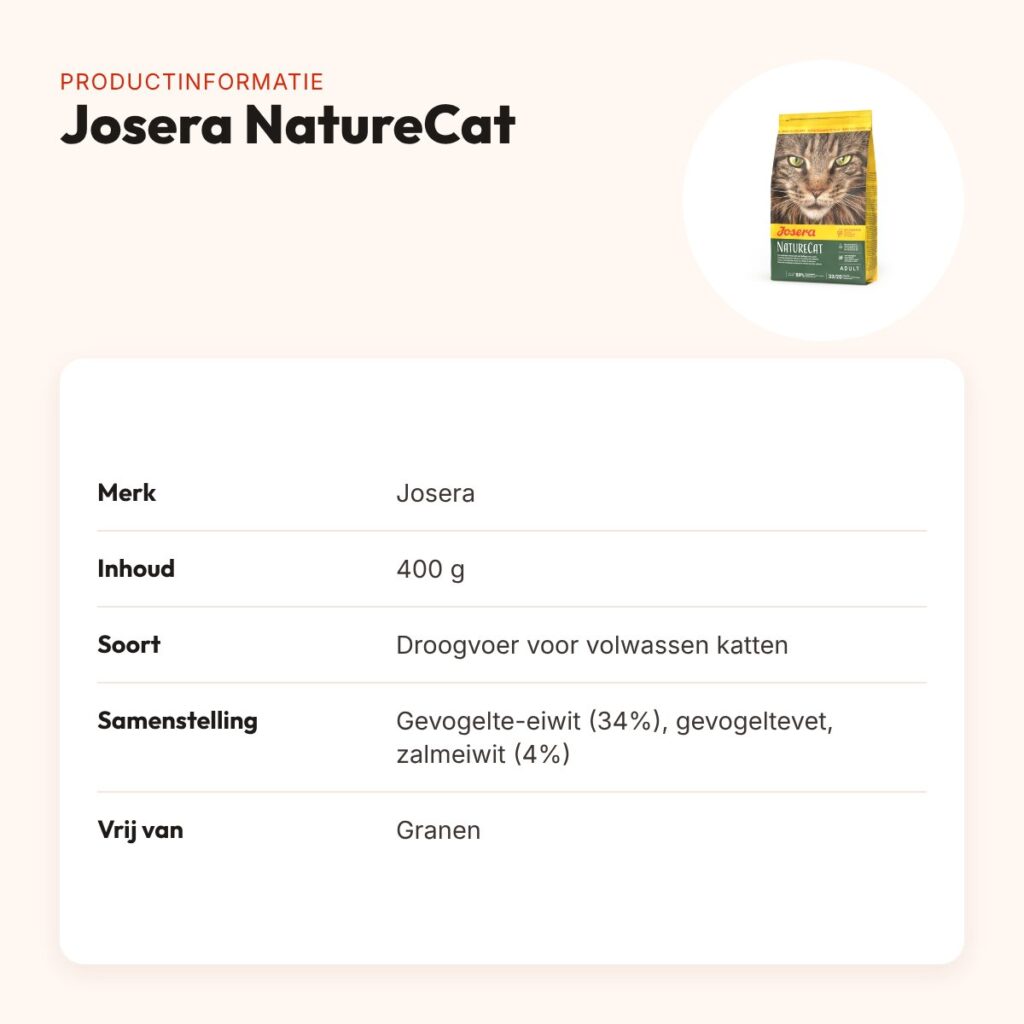 Josera kattenvoer NatureCat 400 g – graanvrij met gevogelte en zalm – productinformatie