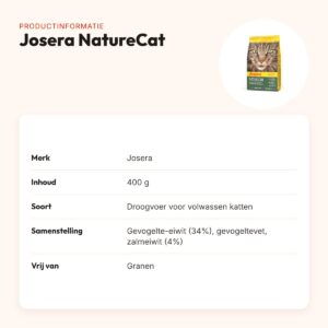 Josera kattenvoer NatureCat 400 g – graanvrij met gevogelte en zalm – productinformatie