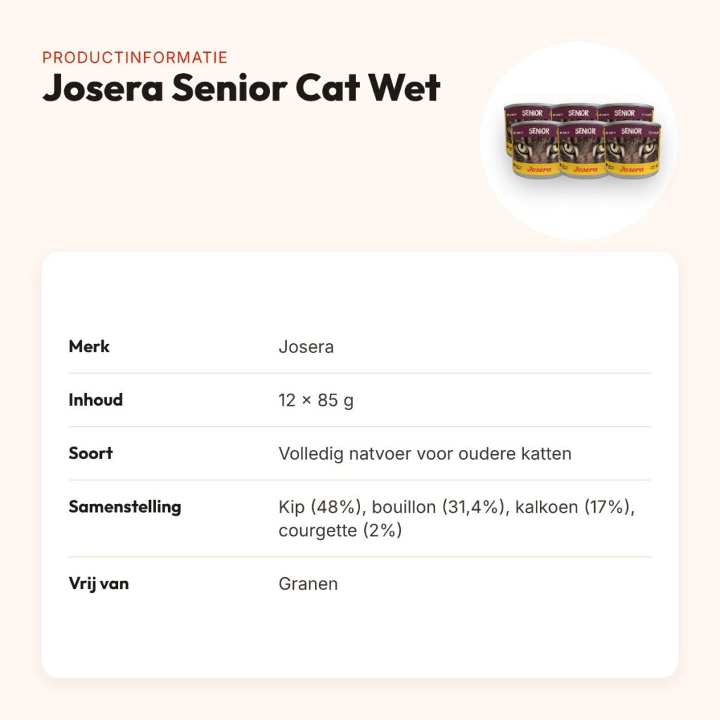 Josera kattenvoer Senior Cat Wet 12 x 85 g – graanvrij, kip en kalkoen – productinformatie