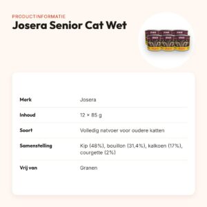 Josera kattenvoer Senior Cat Wet 12 x 85 g – graanvrij, kip en kalkoen – productinformatie