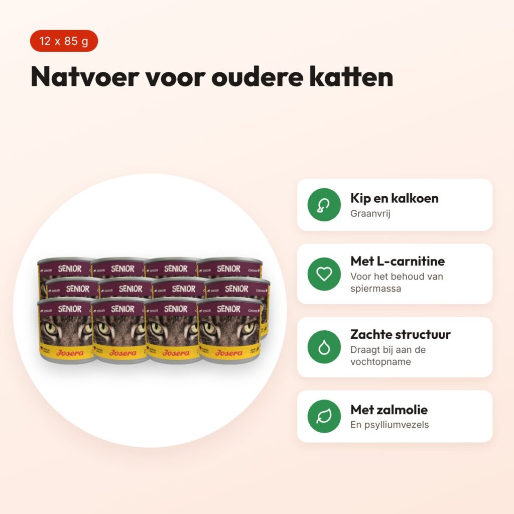 Josera kattenvoer Senior Cat Wet 12 x 85 g – graanvrij, kip en kalkoen – voordelen