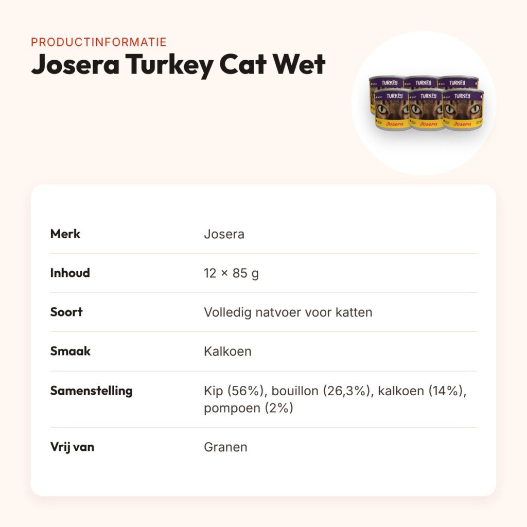 Josera kattenvoer Turkey Cat Wet 12 x 85 g – graanvrij met kalkoen – productinformatie