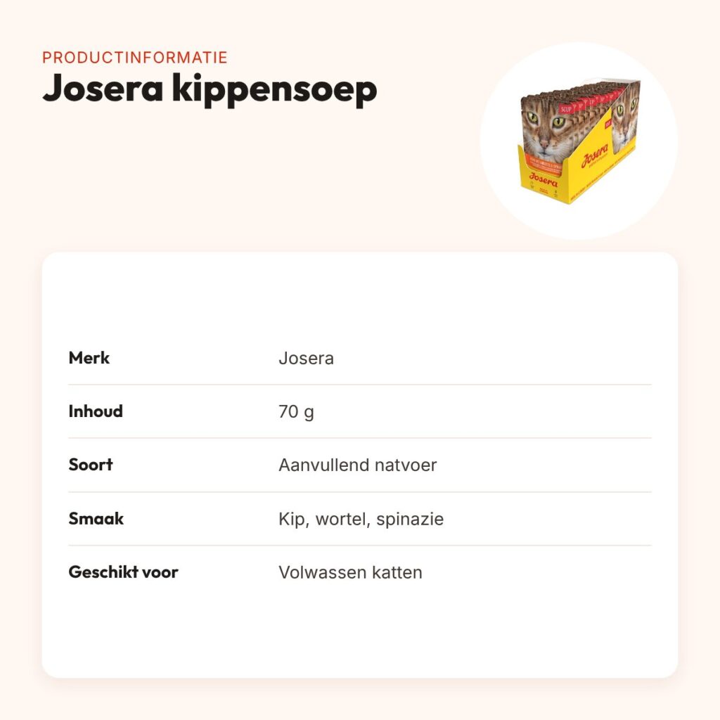 Josera kippensoep wortel en spinazie 70 g – aanvullend natvoer voor katten – productinformatie