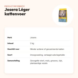 Josera Léger kattenvoer 2 kg – verlaagd caloriegehalte – productinformatie