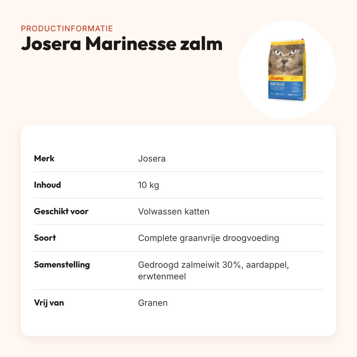 Josera Marinesse kattenvoer 10 kg – graanvrij, met zalm – productinformatie