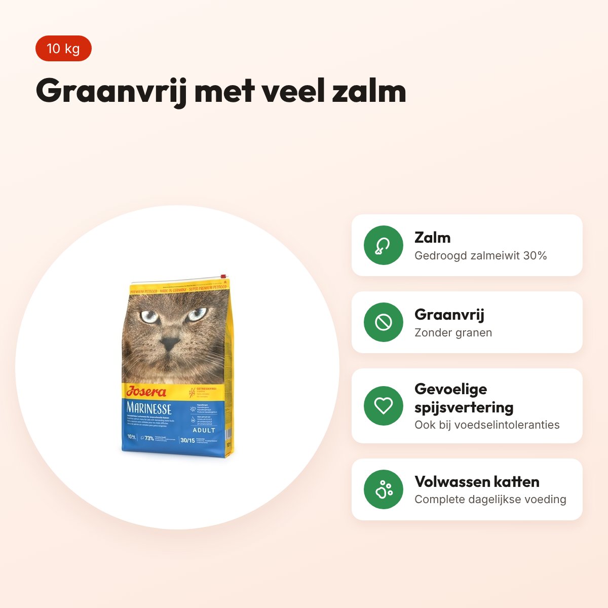 Josera Marinesse kattenvoer 10 kg – graanvrij, met zalm – voordelen
