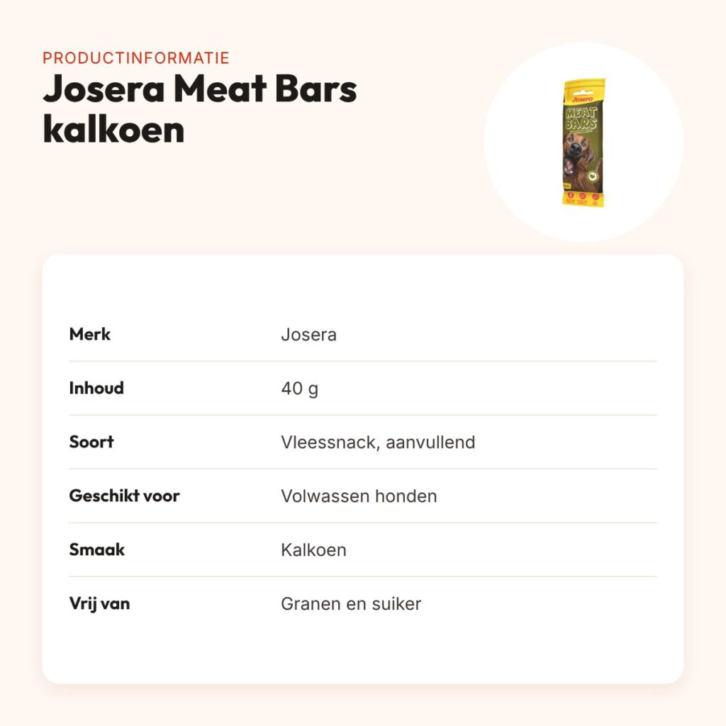 Josera Meat Bars kalkoen 40 g – graanvrije hondensnack – productinformatie