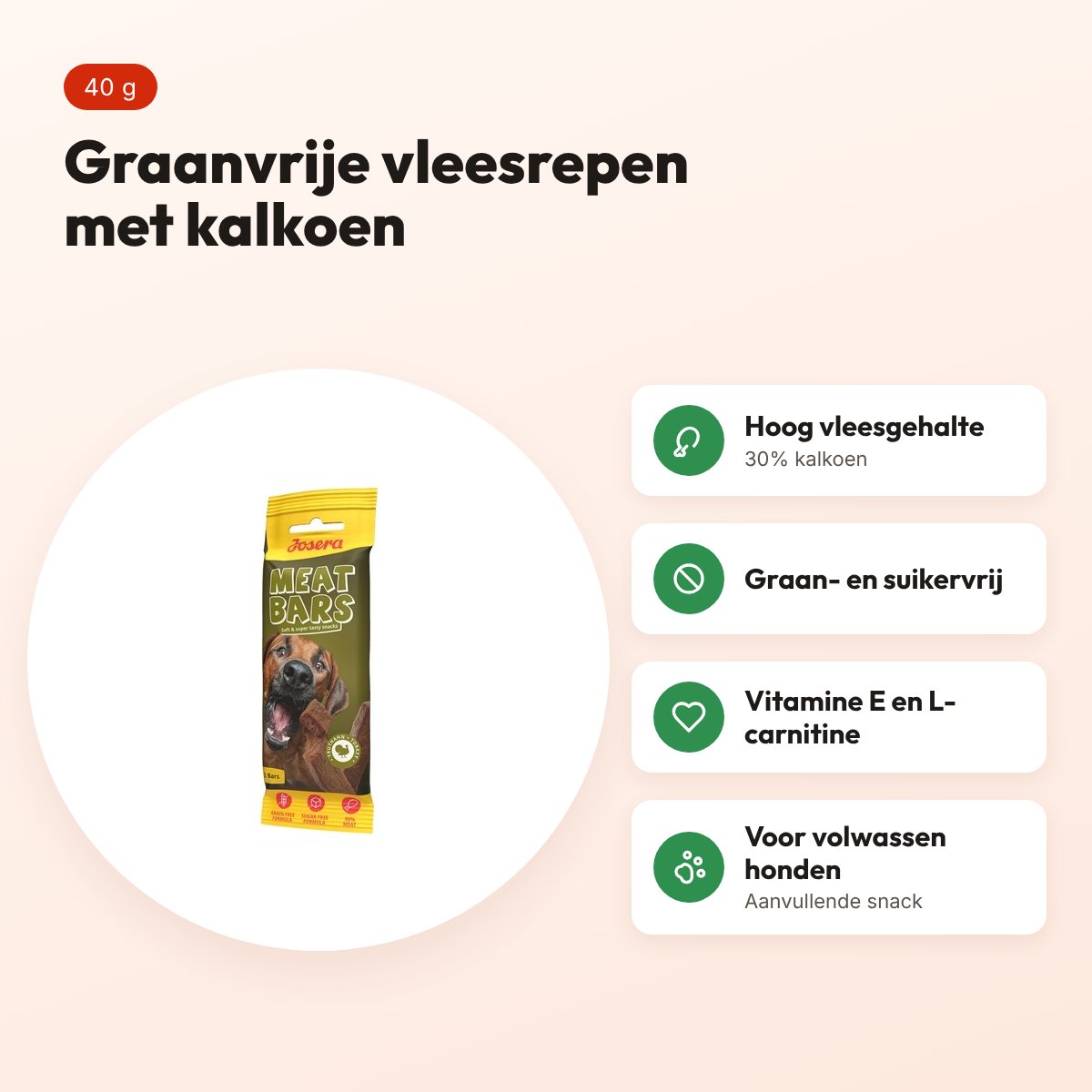 Josera Meat Bars kalkoen 40 g – graanvrije hondensnack – voordelen