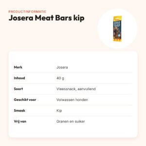 Josera Meat Bars kip 40 g – graanvrije hondensnack – productinformatie