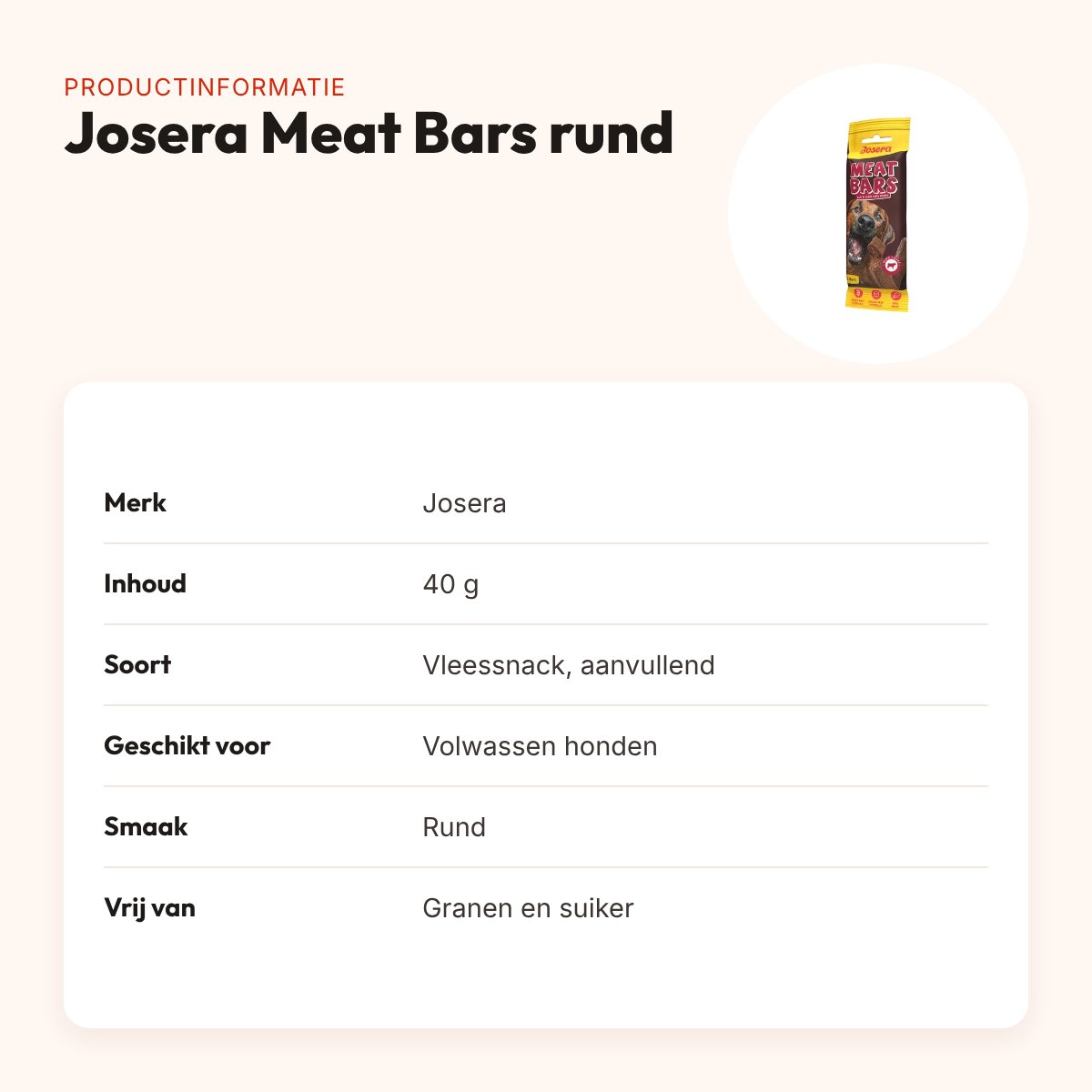 Josera Meat Bars rund 40 g – graanvrije hondensnack – productinformatie