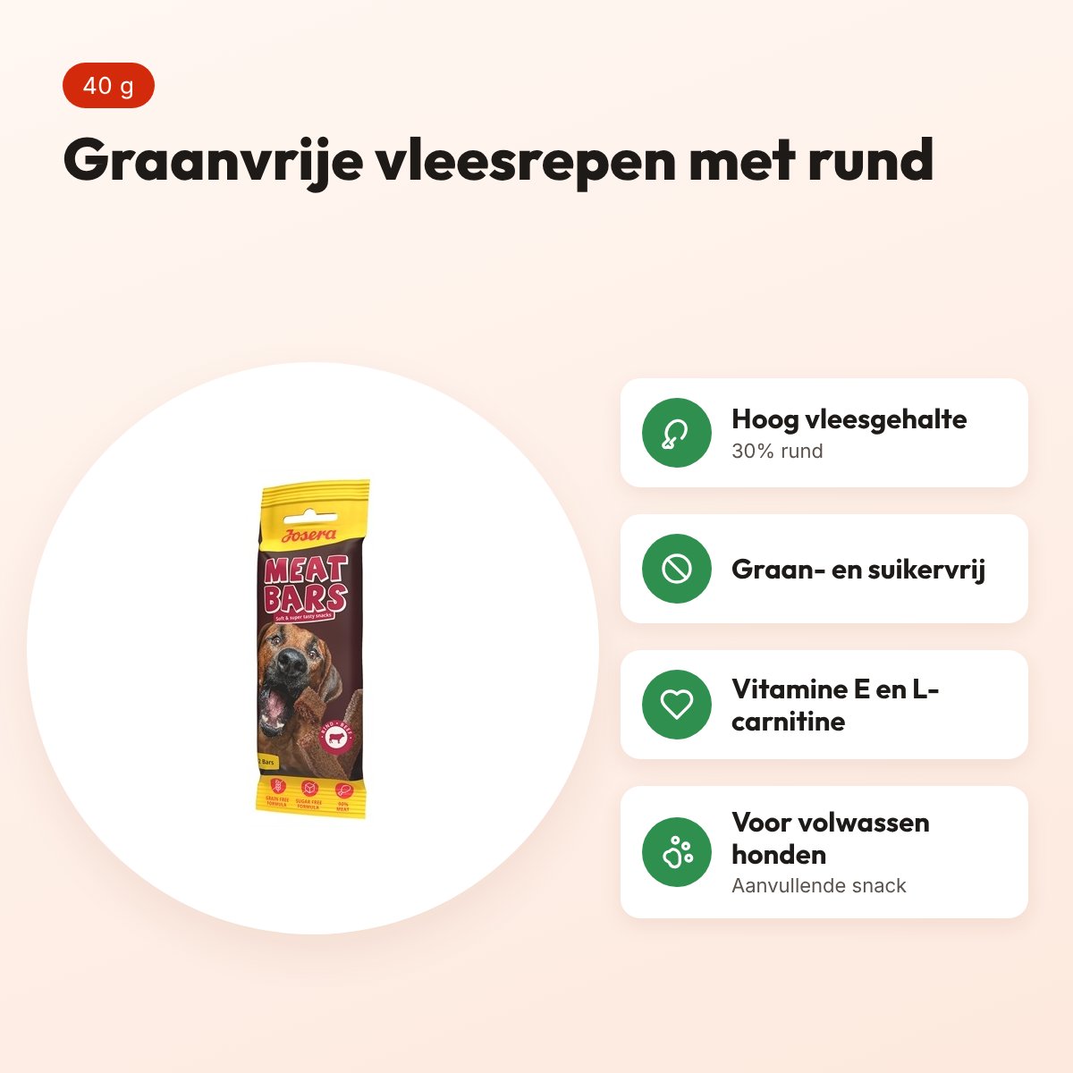 Josera Meat Bars rund 40 g – graanvrije hondensnack – voordelen