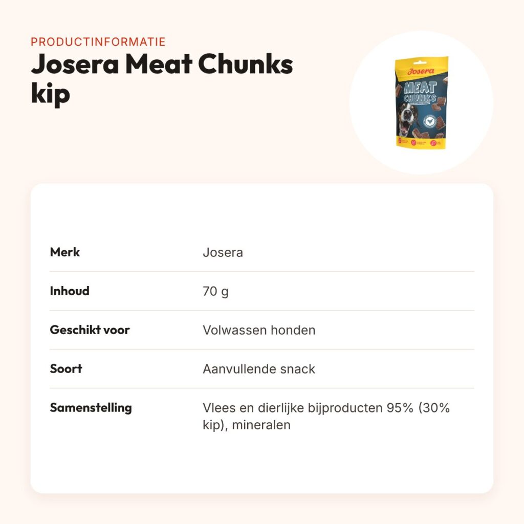 Josera Meat Chunks kip 70 g – graanvrije hondensnack – productinformatie