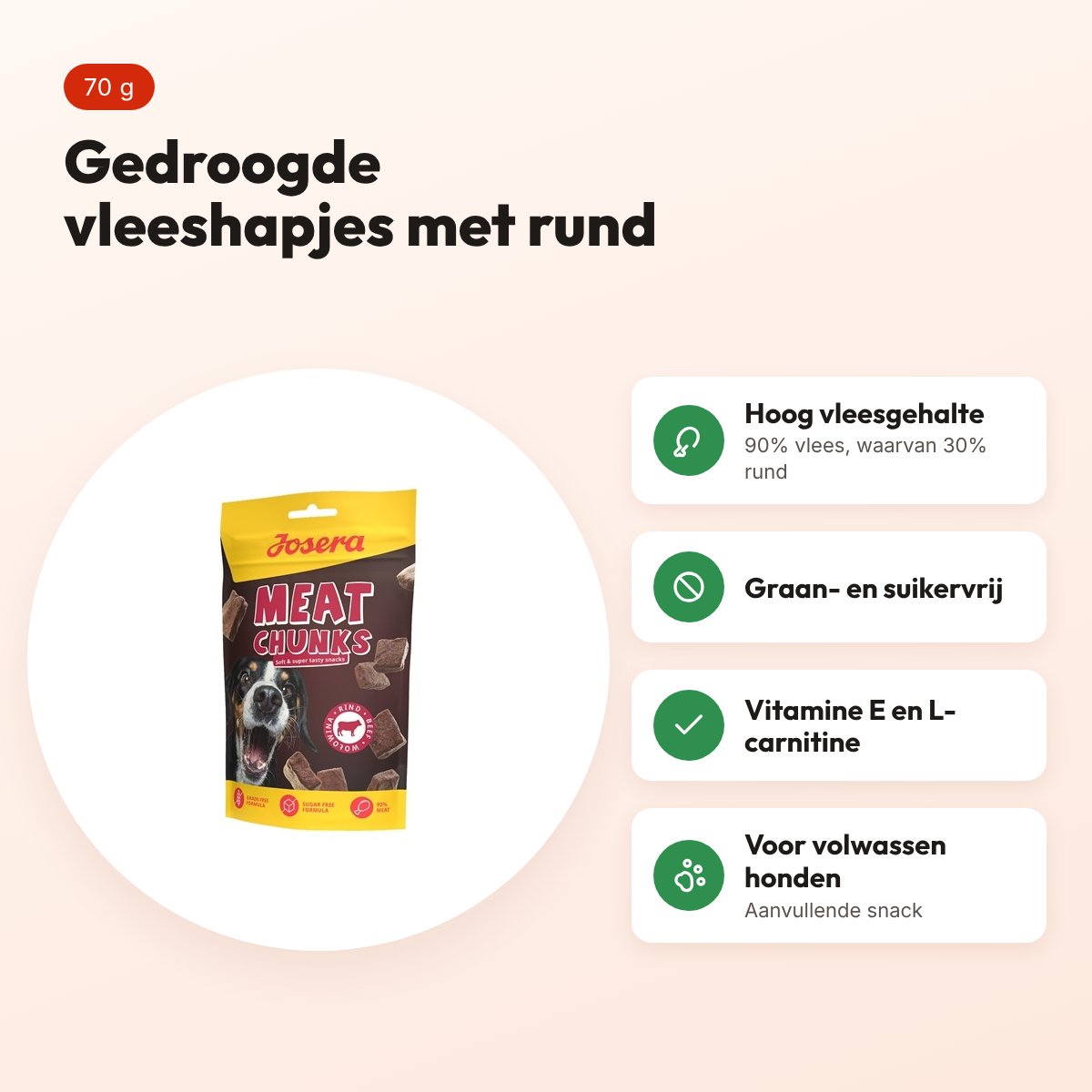 Josera Meat Chunks rund 70 g – graanvrije hondensnack – voordelen