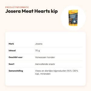 Josera Meat Hearts kip 70 g – zachte hondensnack – productinformatie