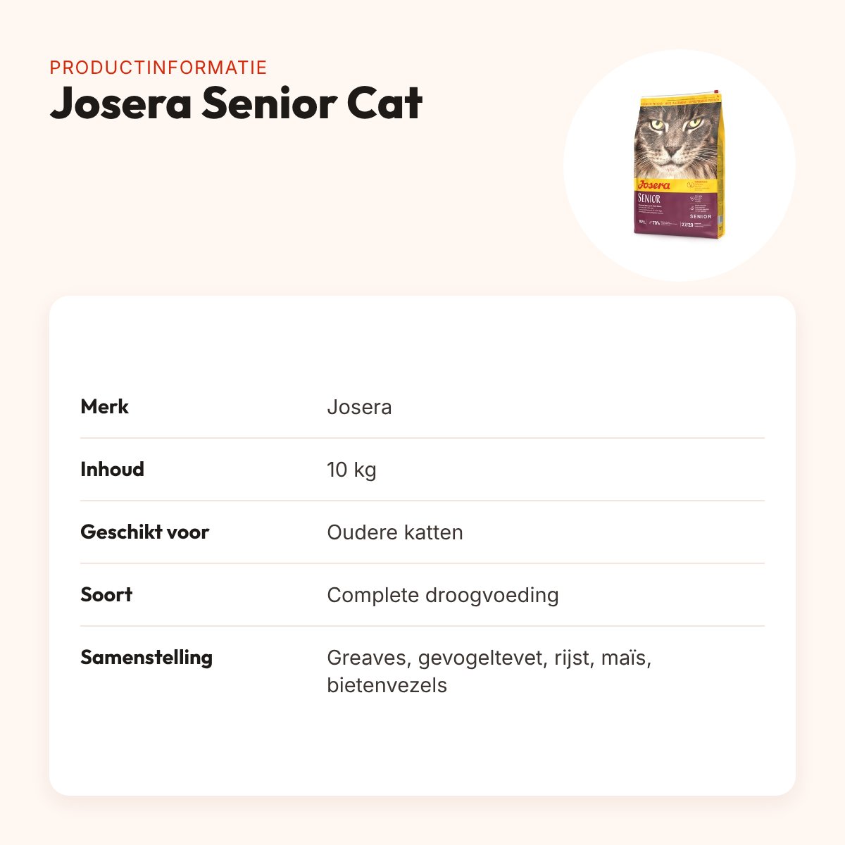 Josera Senior Cat kattenvoer 10 kg – verlaagd fosfor – productinformatie