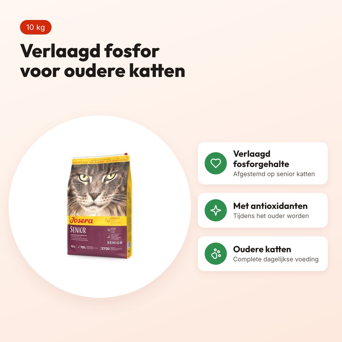 Josera Senior Cat kattenvoer 10 kg – verlaagd fosfor – voordelen