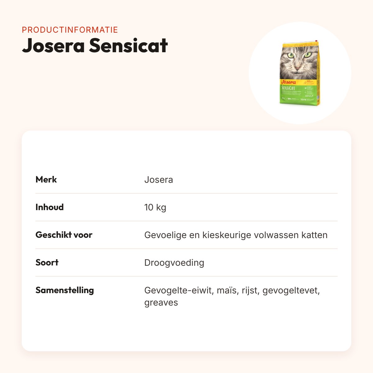 Josera Sensicat kattenvoer 10 kg – licht verteerbaar – productinformatie