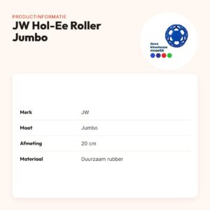 JW Hol-Ee Roller hondenbal Jumbo 20 cm – rubber, vulbaar met snacks – productinformatie