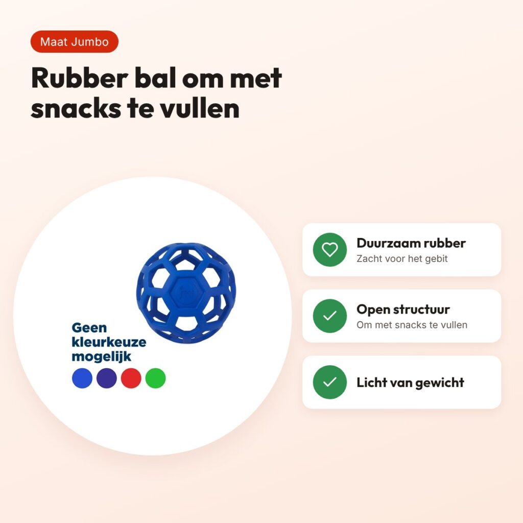 JW Hol-Ee Roller hondenbal Jumbo 20 cm – rubber, vulbaar met snacks – voordelen