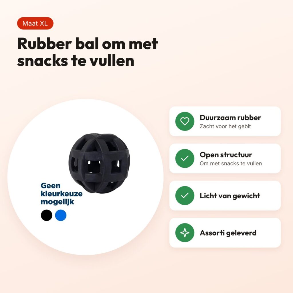 JW Hol-Ee Roller hondenbal XL 15 cm – rubber, vulbaar met snacks, assorti – voordelen