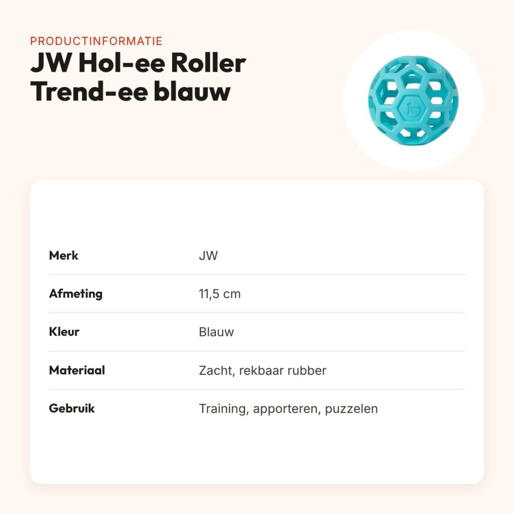 JW Hol-ee Roller Trend-ee hondenbal blauw 11,5 cm – puzzelbal van rubber – productinformatie