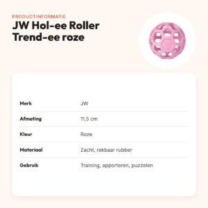 JW Hol-ee Roller Trend-ee hondenbal roze 11,5 cm – puzzelbal van rubber – productinformatie