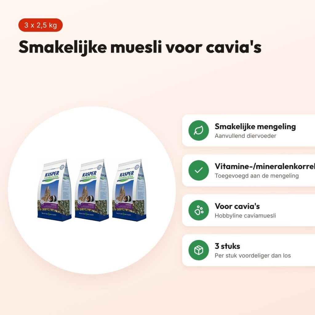Kasper Faunafood caviavoer muesli 2,5 kg – multipack 3 stuks – voordelen