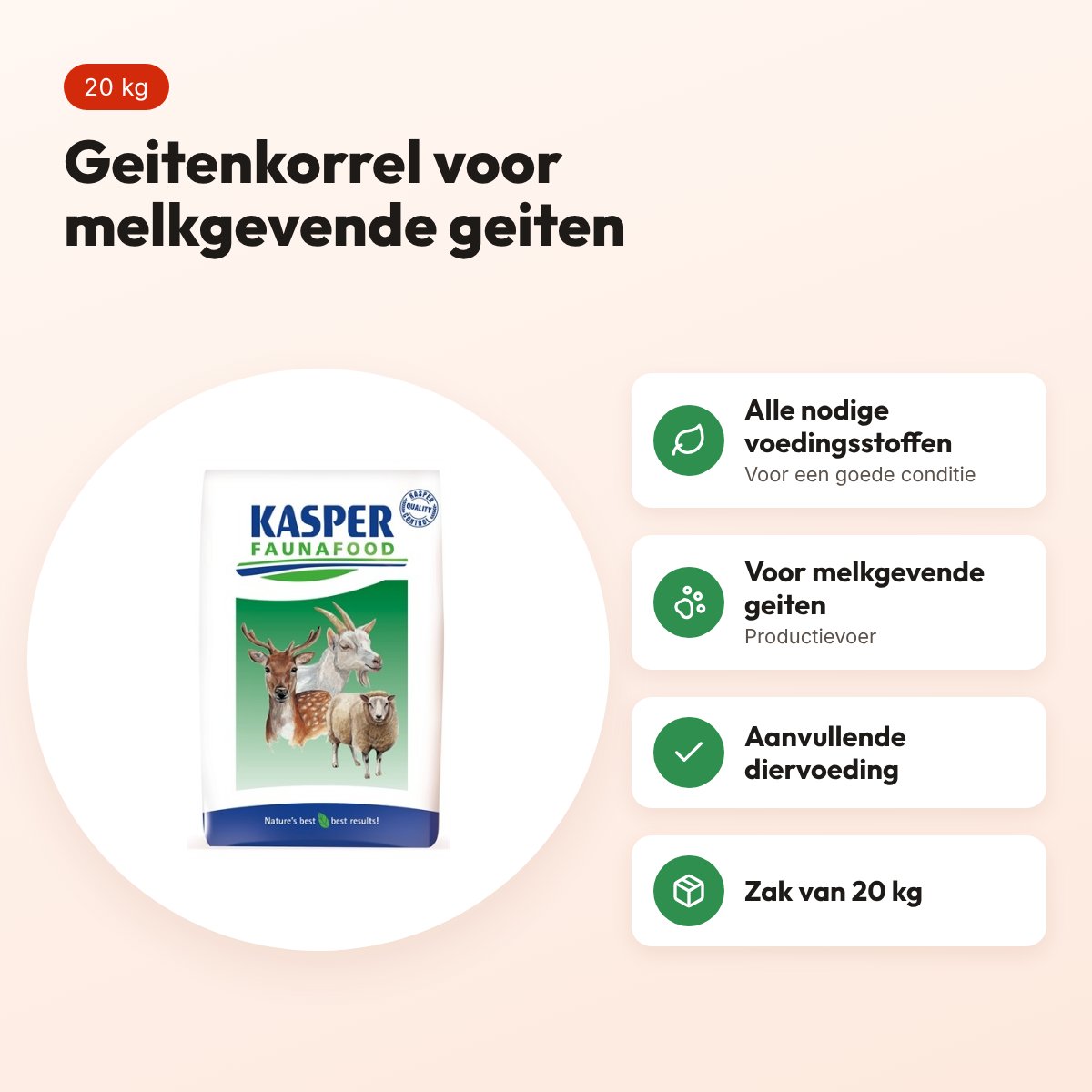 Kasper Faunafood geitenkorrel 20 kg – voor melkgevende geiten – voordelen