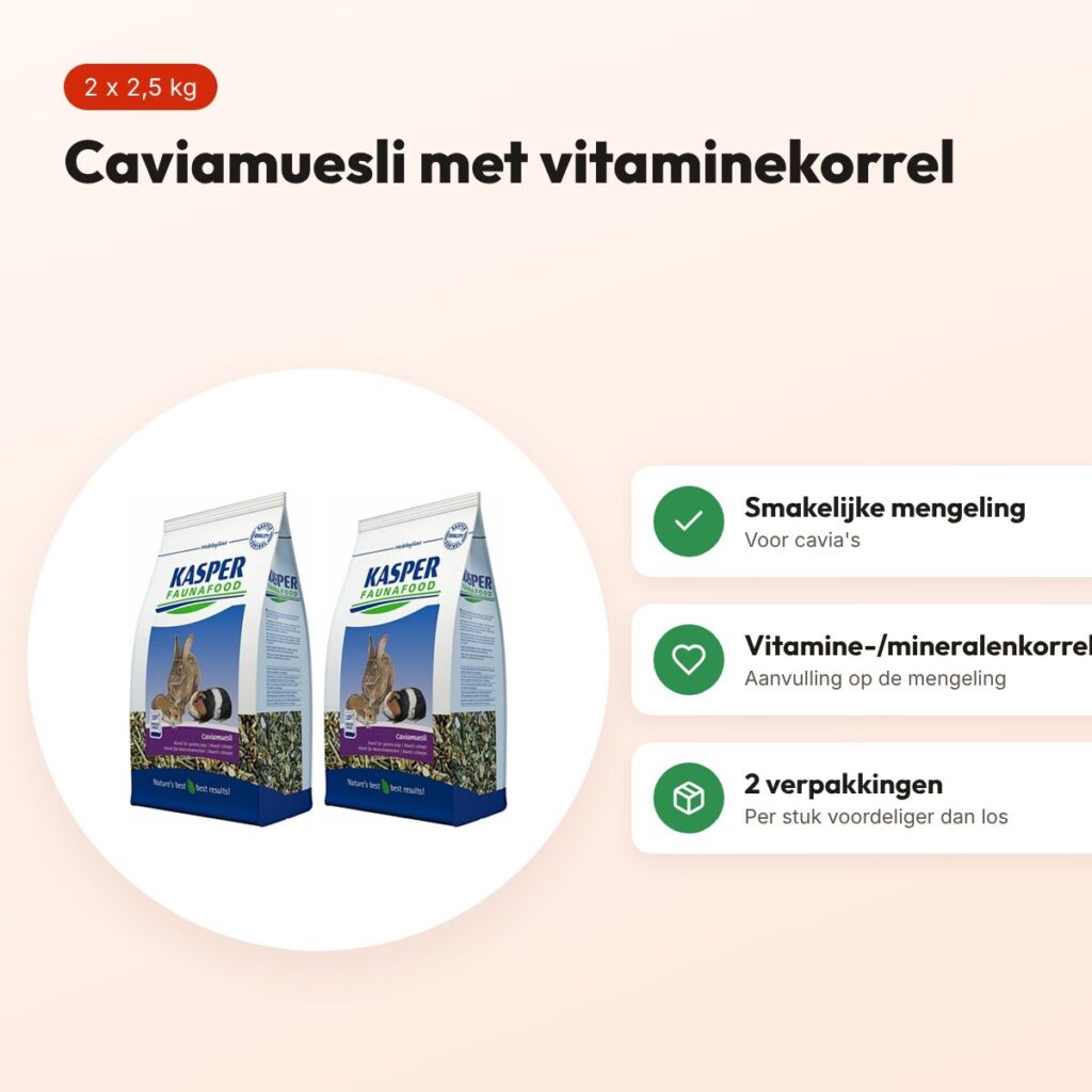 Kasper Faunafood Hobbyline caviamuesli 2,5 kg – multipack 2 stuks – voordelen