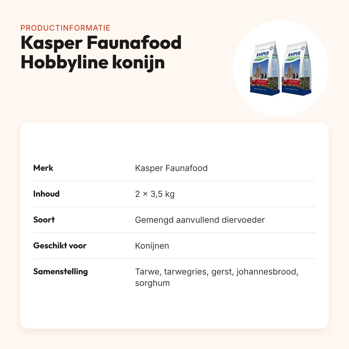 Kasper Faunafood konijnenvoer Hobbyline gemengd 3,5 kg – multipack 2 stuks – productinformatie