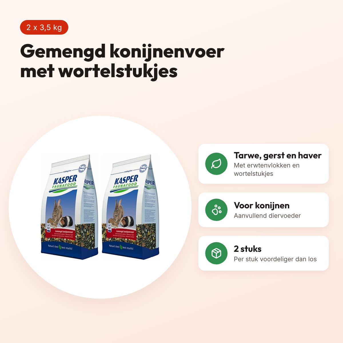 Kasper Faunafood konijnenvoer Hobbyline gemengd 3,5 kg – multipack 2 stuks – voordelen