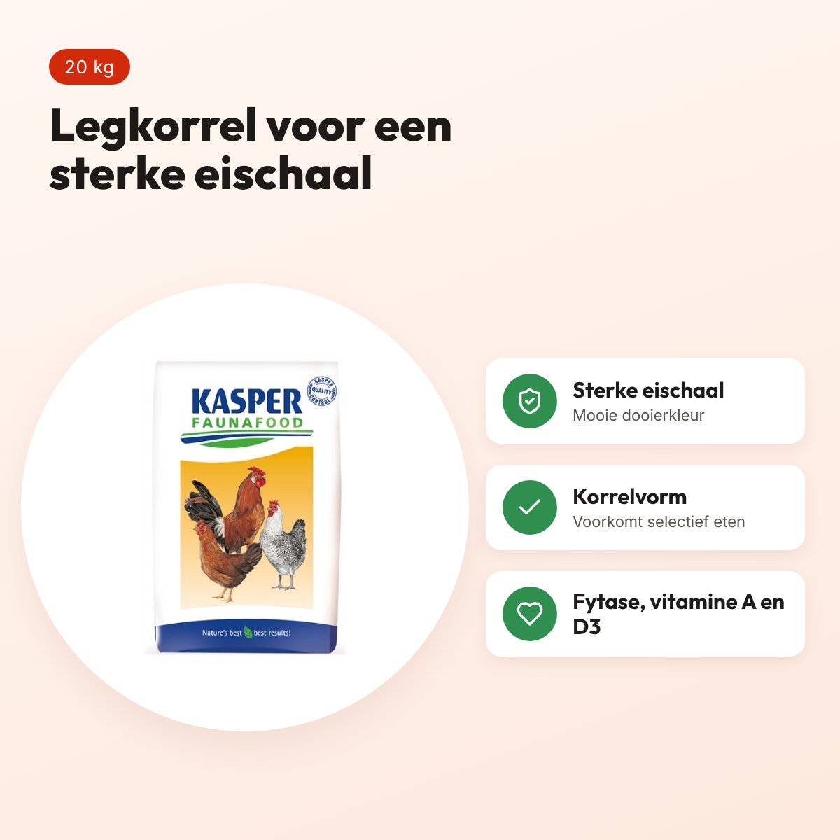 Kasper Faunafood legkorrel 20 kg – voor een sterke eischaal – voordelen