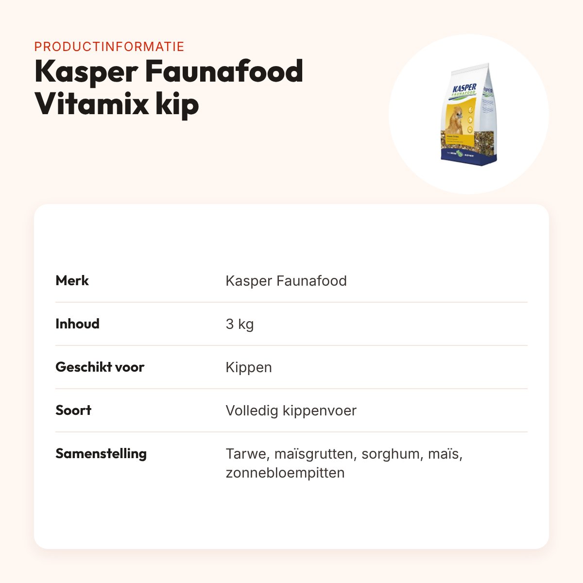 Kasper Faunafood Vitamix kippenvoer 3 kg – met granen en zaden – productinformatie