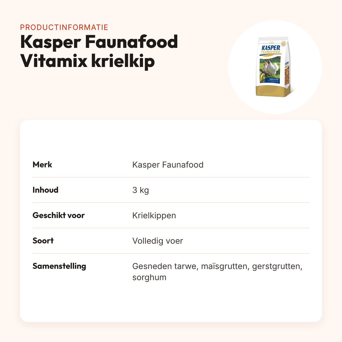Kasper Faunafood Vitamix krielkippenvoer 3 kg – met granen en zaden – productinformatie