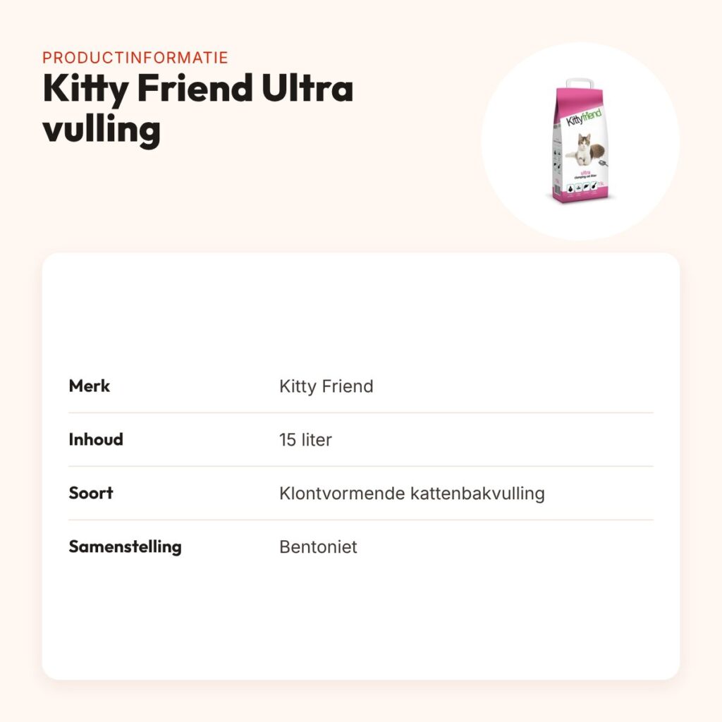 Kitty Friend Ultra kattenbakvulling klontvormend bentoniet 15 liter – productinformatie