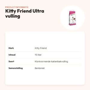 Kitty Friend Ultra kattenbakvulling klontvormend bentoniet 15 liter – productinformatie