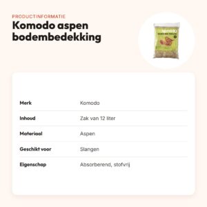 Komodo aspen bodembedekking 12 liter – absorberend en stofvrij voor slangen – productinformatie